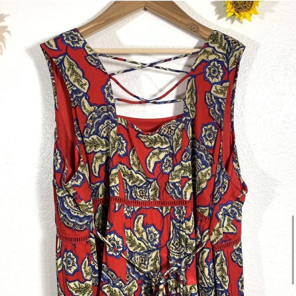 NWT Maurices Floral Red Blue Sleeveless Skater Dress Plus Size 2X Women - Picture 7 of 13